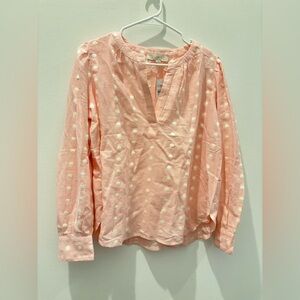 LOFT Pink Polka Dot Blouse